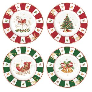 Set 4 porcelain dessert plates Ш 19 cm in hat box