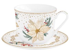 Porcelain breakfast cup & saucer 370 ml. in color box WHITE ELEGANCE