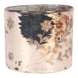 Flowers Tea Light Holder 18 cm - Gold - Glass