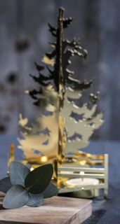 Winter Forest, Large Tree for Tealights, GOLD