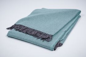 BLANKET MERINO AUSTRALIA EXTRA FINE WOOL - BLUE-GREY / AQUQMARINE BLUE