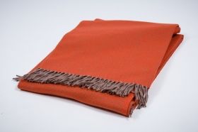 BLANKET MERINO AUSTRALIA EXTRA FINE WOOL - TAUPE / ORANGE