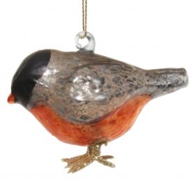 Glass bullfinch red 7.5cm 