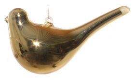 Glass bird shine gold 4x11cm