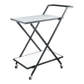 Tove wheel etagere white marble top black frame