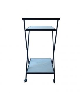 Tove wheel etagere white marble top black frame