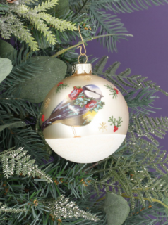 КОЛЕДНА ДЕКОРАЦИЯ - ЗЛАТНА ТОПКА ЧЕРВЕНОШИЙКА/СИНИГЕР