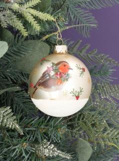 КОЛЕДНА ДЕКОРАЦИЯ - ЗЛАТНА ТОПКА ЧЕРВЕНОШИЙКА/СИНИГЕР