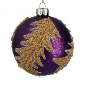 СТЪКЛЕНА ТОПКА - ЛИЛАВА/ЗЛАТНИ ЛИСТЯ ОТ МЪНИСТА