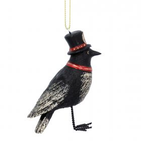 КОЛЕДНА ДЕКОРАЦИЯ - ГАРВАН С ЦИЛИНДЪР