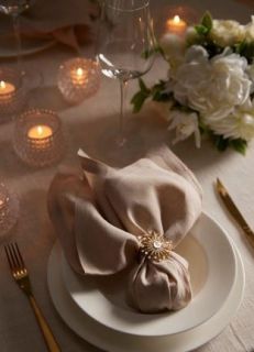 Set 4ps Gold Diamante Napkin Rings