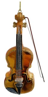 Glass violin ornament gold