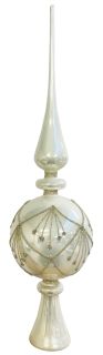 Glass tree top pearl white silver deco 