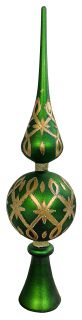 Glass tree top green mat gold deco, 33cm