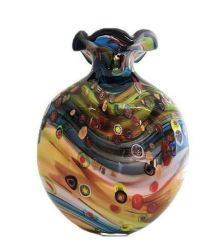 СТЪКЛЕНА ВАЗА - МНОГОЦВЕТНА