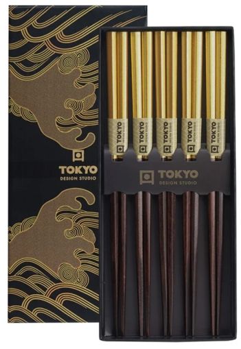 Chopstick Giftset/5 Wooden Gold