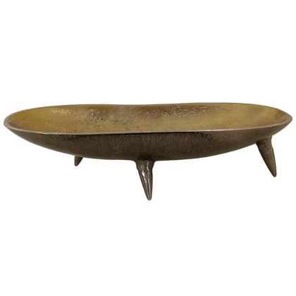 Decorative bowl oval with feet gold/smoke