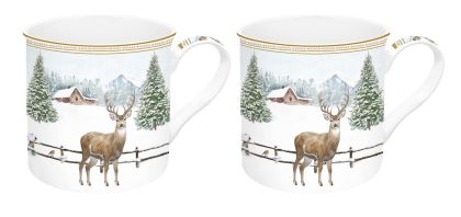 Set 2 porcelain coffee cups   WHITE FOREST 