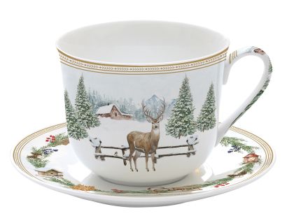 High qualiy Fine China breakfast cup & saucer  WHITE FOREST 