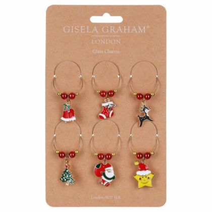 Box/6 Metal Glass Charms 8cm - Novelty Christmas