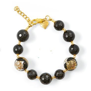 ГРИВНА - СТЪКЛО МУРАНО/ ЧЕРЕН ОНИКС