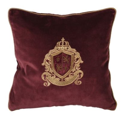 Калъфка за възглавница от памук с бродиран герб на Зардози в бордо цвят