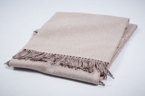 BLANKET MERINO AUSTRALIA EXTRA FINE WOOL -TAUPE/BLACK