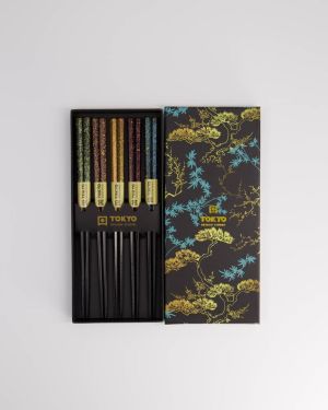 Chopstick Giftset/5 Wooden Black Blue