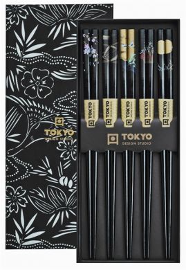 Chopstick Giftset/5 Wooden Black 