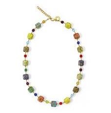 LONG GOLD CUBE NECKLACE 13 PEARLS