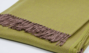 BLANKET MERINO AUSTRALIA EXTRA FINE WOOL - OCHER / LIVING CORAL