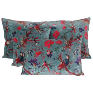 CUSHION COVER VELVET BIRDY  JADE