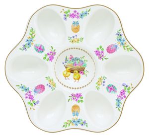 Porcelain 6-space eggs holder SPRING BLOOM