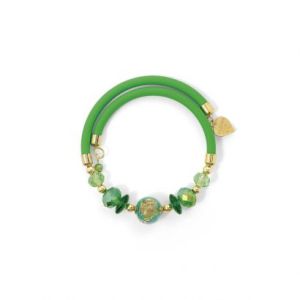 FEDERICA CRYSTALS AND GOLD LEAF PEARL RIGID BRACELET