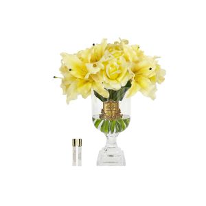 Cote Noire Versailles Lilies & Roses Bouquet - Gold & Ivory White