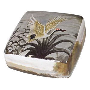 Керамичен буркан с капак с палма и чапла