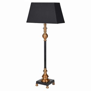 Slim Black Table Lamp with Cotton Shade Product 