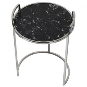 Black Marble Effect Round Nesting Tables