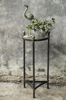 Denzel gold Glass plant table metal base round