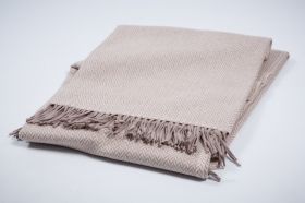 BLANKET MERINO AUSTRALIA EXTRA FINE WOOL -TAUPE/BLACK