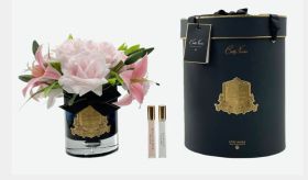 LUXURY LILIES & ROSES - PINK - BLACK GLASS