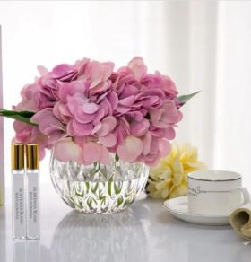 COTE NOIRE - LUXURY RANGE HYDRANGEA'S - MAUVE - CRYSTAL VASE